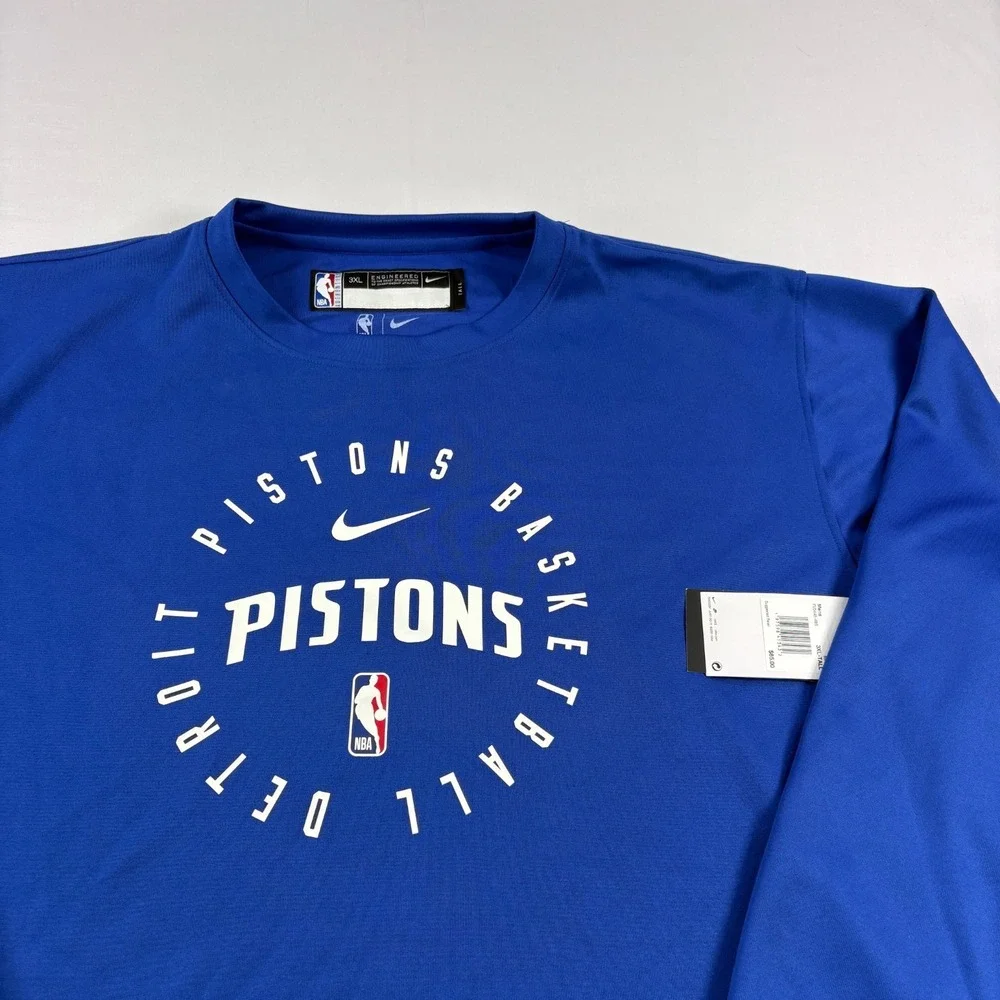 Detroit Pistons Nike Sweatshirt Mens 3XLT Tall Blue Team Issued Pullover NBA NEW